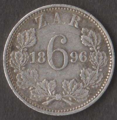 1896 ZAR SIX PENCE 6d SILVER COIN