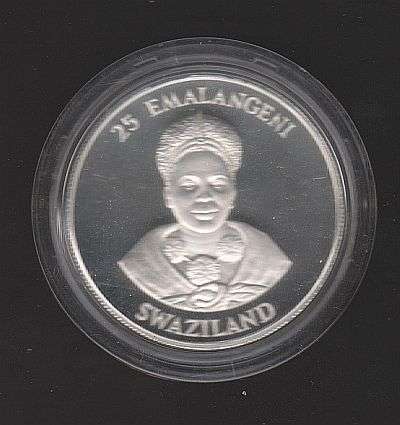 1986 SWAZILAND 25 EMALANGENI SILVER PROOF COIN IN ORIGINAL ROYAL MINT BOX - 2500 MINTED
