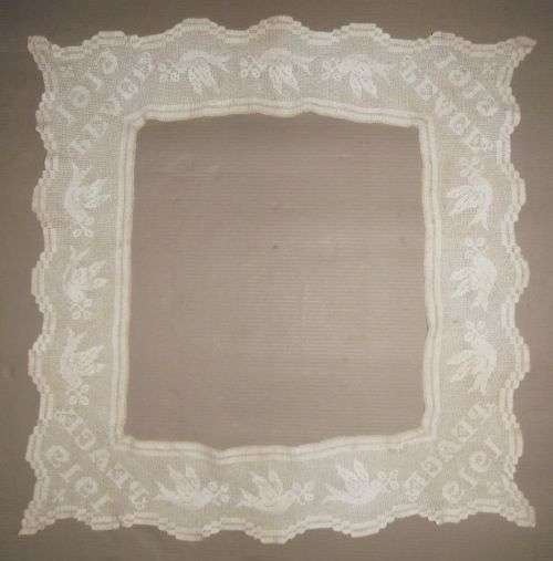 WORLD WAR 1 1919 PEACE HAND CROCHET LACE TABLE CLOTH EDGE/BORDER