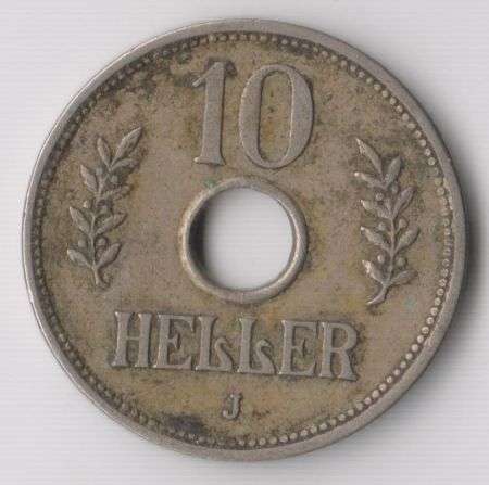 1909 GERMAN EAST AFRICA 10 HELLER COIN MINT MARK J