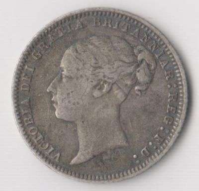 1879 GREAT BRITAIN QUEEN VICTORIA SIX PENCE SILVER COIN