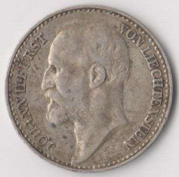 1900 LICHTENSTEIN 1 KRONE SILVER COIN