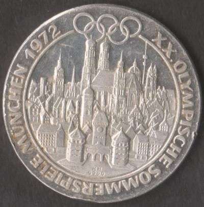1972 MUNICH OLYMPIC GAMES SILVER MEDALLION