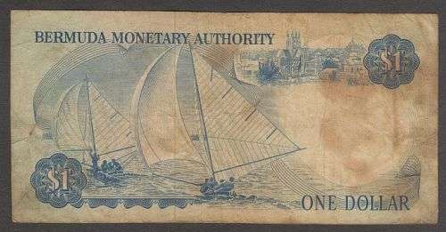 1978 BERMUDA QE II $ 1 DOLLAR BANKNOTE