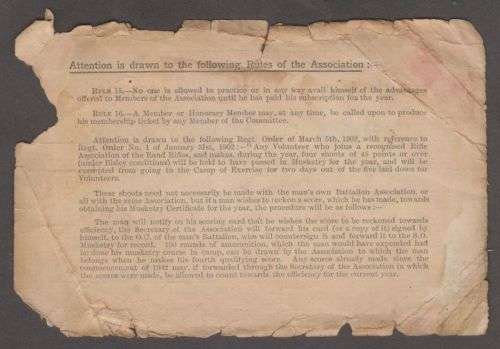 1902 BOER WAR ELANDSFONTEIN BATTALION RIFLE ASSOCIATION MEMBERSHIP TICKET & RAND RIFLES GUN LICENSE