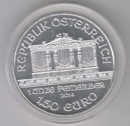 2014 AUSTRIA  WIENER PHILIMONIKER 1.50 SILVER EURO COIN - UNC