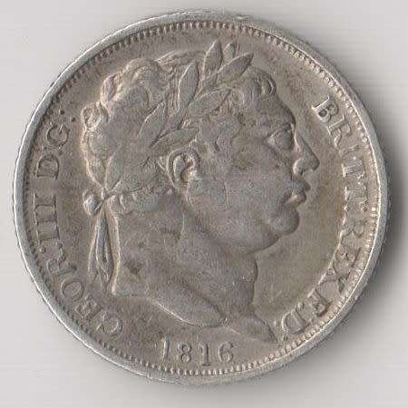 1816 GREAT BRITAIN KING GEORGE III SIX PENCE SILVER COIN