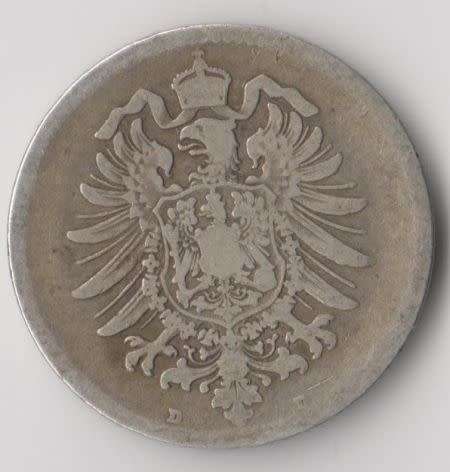 1881 GERMANY 1 MARK SILVER COIN