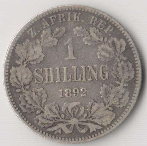 1892 ZAR ONE SHILLING SILVER COIN