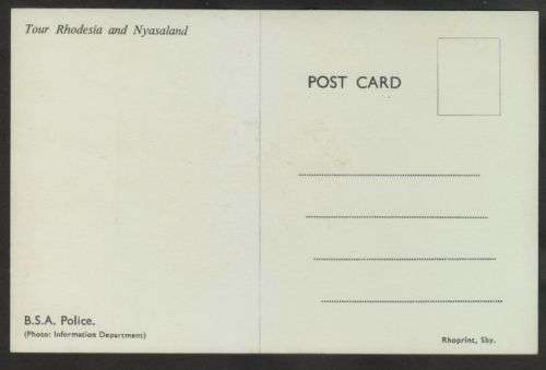 RHODESIA & NYASALAND B.S.A.P. BRITISH SOUTH AFRICA POLICE POSTCARD -UNUSED