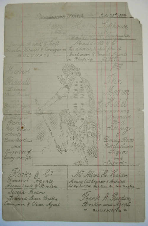 RARE ORIGINAL 1894 THE BULAWAYO SKETCH RHODESIAN NEWSPAPER - RARE SURVIVOR