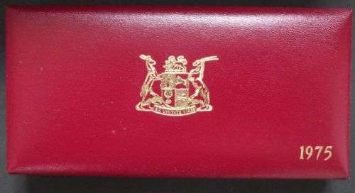 1975 SOUTH AFRICA LONG PROOF SET WITH R 1 SILVER COIN - NO GOLD !