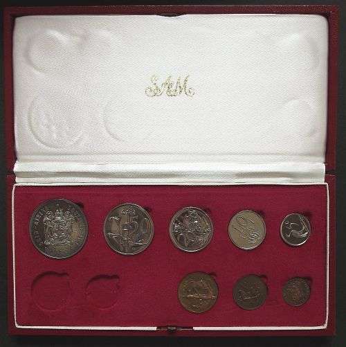 1975 SOUTH AFRICA LONG PROOF SET WITH R 1 SILVER COIN - NO GOLD !