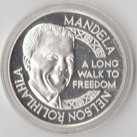 MINT OF NORWAY MANDELA RED RIBBON1 OZ PROOF SILVER MEDALLION