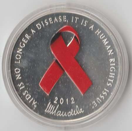 MINT OF NORWAY MANDELA RED RIBBON1 OZ PROOF SILVER MEDALLION