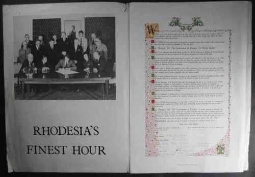 1965 RHODESIA UDI PROCLAMATION FOLDER - 4 PAGES