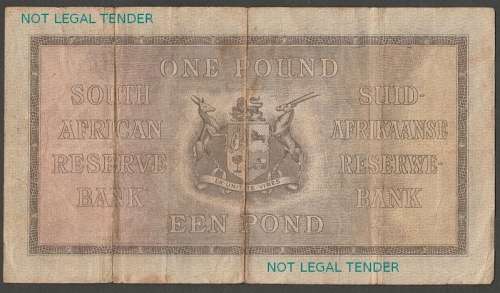 1941 SOUTH AFRICA J POSTMUS ONE POUND BANKNOTE