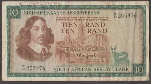 SOUTH AFRICA TE de JONGH TIEN/TEN RAND REPLACEMENT BANKNOTE