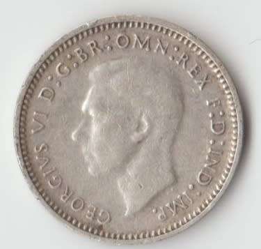 1941 AUSTRALIA THREE PENCE SILVER COIN