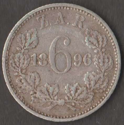 1896 ZAR SIX PENCE SILVER COIN