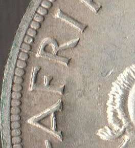 1964 SOUTH AFRICA 50 CENTS SILVER COIN-`CRACKED DIE`