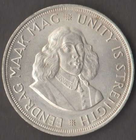 1964 SOUTH AFRICA 50 CENTS SILVER COIN-`CRACKED DIE`