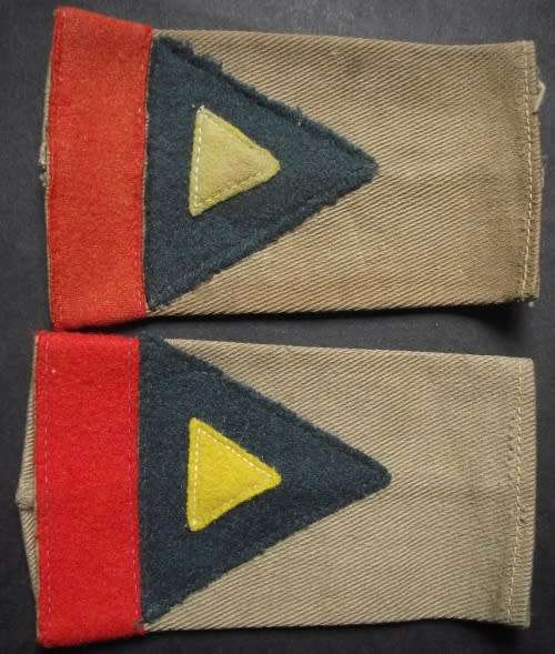 WW2 6TH SA ARMOURED DIVISION FLASH ON PAIR OF EPAULETTES WITH UNION FORCES ORANGE TAB