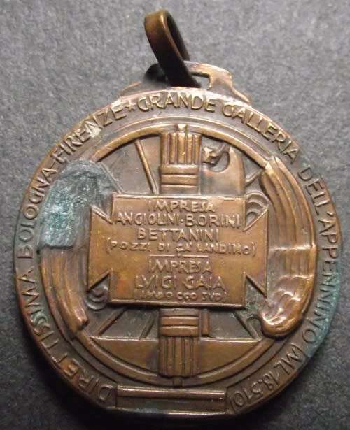 1928 ITALIAN COMMEMORATIVE MEDAL FOR THE CONSTUCTION OF THE BOLOGNA-FLORENCE RAILWAY LINE