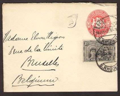 BSAC DOUBLEHEAD 2d Used On Cover with 1d EMBOSSED!