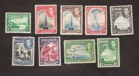 1938 BERMUDA KGVI set to 1 SHILLING-Mint
