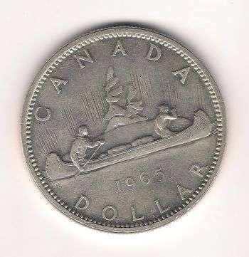 1965 Canada 1 Dollar SILVER Coin EF!-Look!