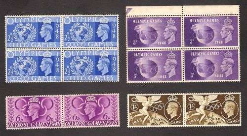 Great Britain KGVI OLYMPICS Set Of Blocks & Pairs-Mint