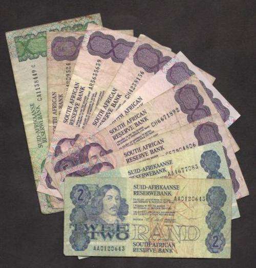 SOUTH AFRICA R 2 x 2, R5 x 6 & R10 CL.STALS BANKNOTES