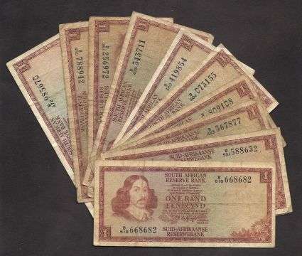 SOUTH AFRICA R 1 x 11 TW DE JONGH USED NOTES