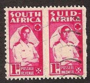 Union SA 1d Bantam War Effort "RED BLOB ON NURSES UNIFORM"-Used