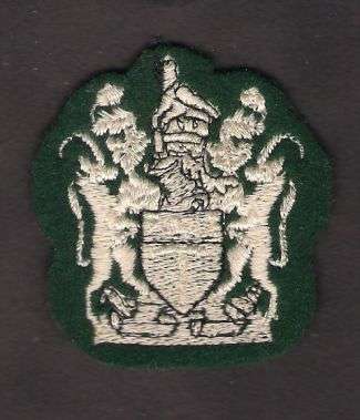 RHODESIAN ARMY WARRANT OFFICERS CLOTH BADGE EMBROIDED WHITE ON GREEN