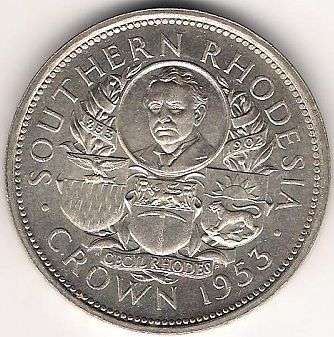 1953 SOUTHERN RHODESIA RHODES CROWN -GREAT LOOKING COIN!
