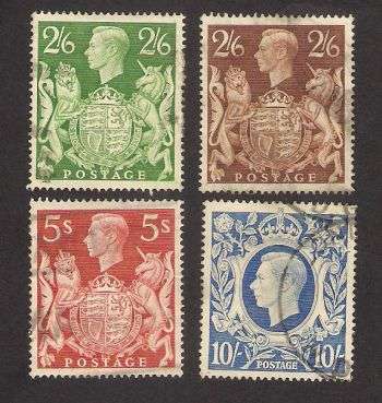 Great Britain KGVI USED LOT TO 10 SHILLINGS