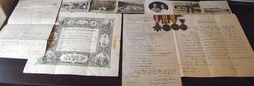 WW I MEDAL TRIO&1937 CORONATION MEDAL MAJOR KDH BOGGIE-PHOTOS.&PAPERWORK
