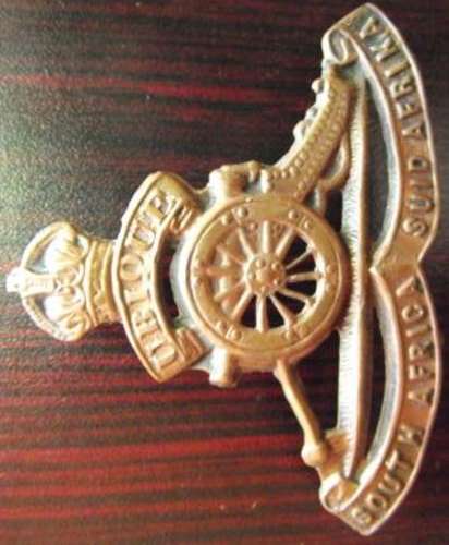 WW II SA ARTILLERY METAL CAP BADGE Colin Owen # 838