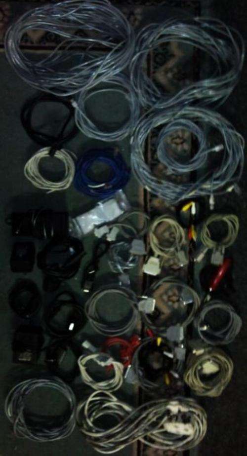 Various power cables,network cables,surge protector,printer cables,audio cables.