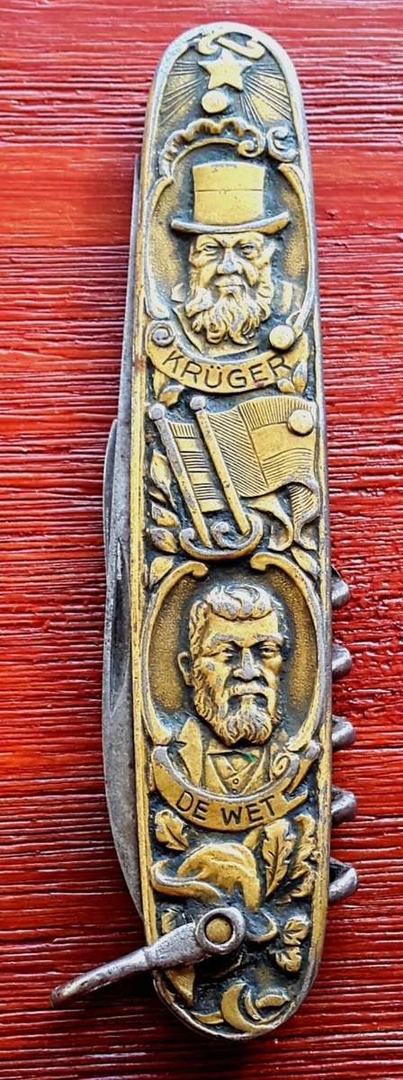 EENDRACHT MAAKT MACHT KRUGER DE WET POCKET KNIFE. CHARLES SCHLIEPER. ..SOLIGEN