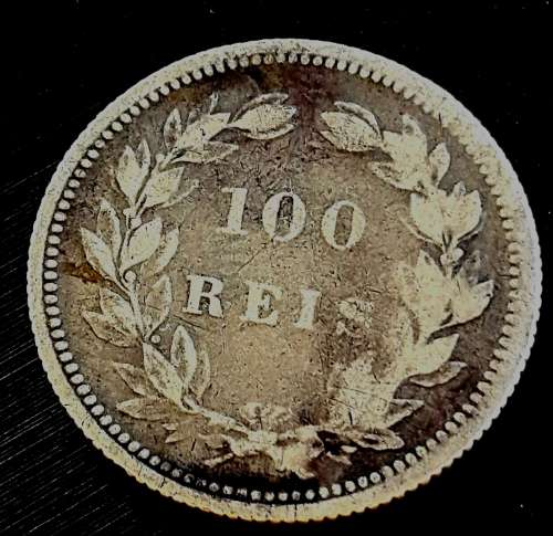 1893 PORTUGUESE 100 REIS  .912 Silver