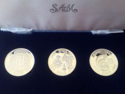 LIMITED EDITION PROOF TRIO SET . 1988 COMMEMORATIVE SILVER R1. DIAZ, GROOT TREK, HUGUENOTS