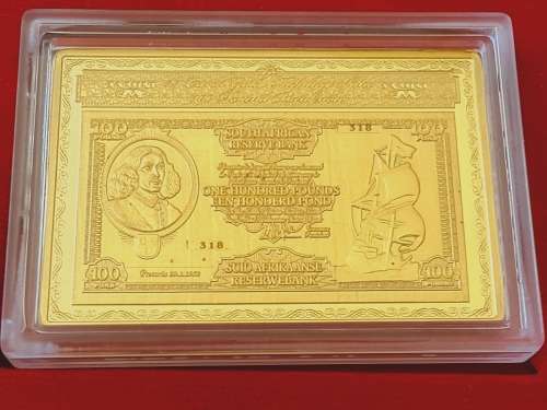 SA RESERVE BANK 90th ANNIVERSARY SET WITH 2 OZ 24 ct 100 POUND NOTE