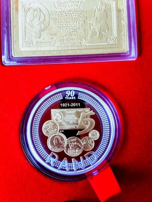 SA RESERVE BANK 90th ANNIVERSARY SET WITH 2 OZ 24 ct 100 POUND NOTE