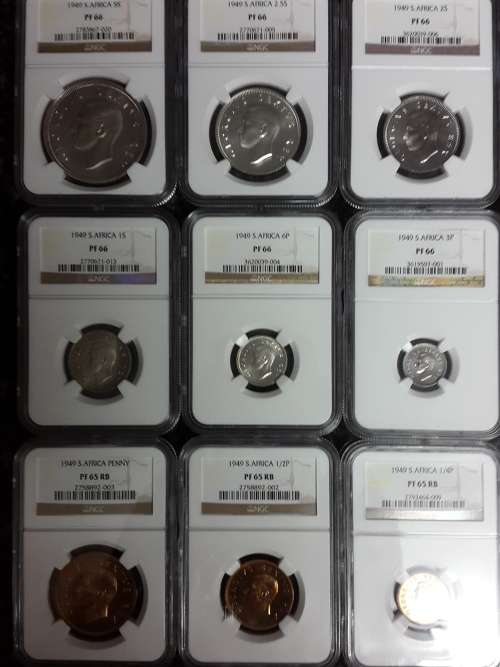 1949  SA UNION SHORT PROOF SET.... HIGH GRADES BY NGC