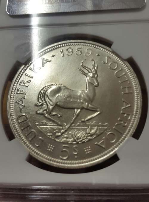 RARE 1959 SA UNION CROWN GRADED PL 62 BY NGC