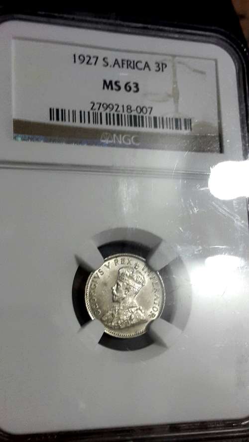 1927  SA UNION   3P GRADED  MS 63   BY NGC