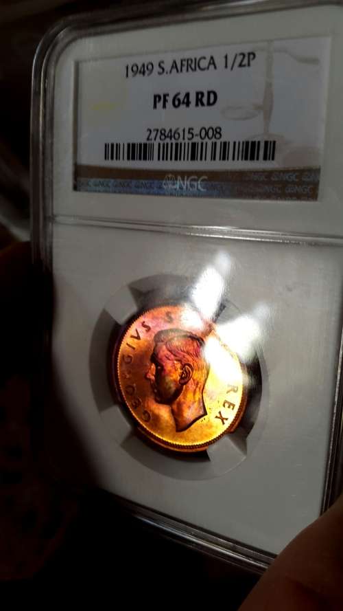1949 SA UNION   1/2 P GRADED PF 64 RB   BY NGC